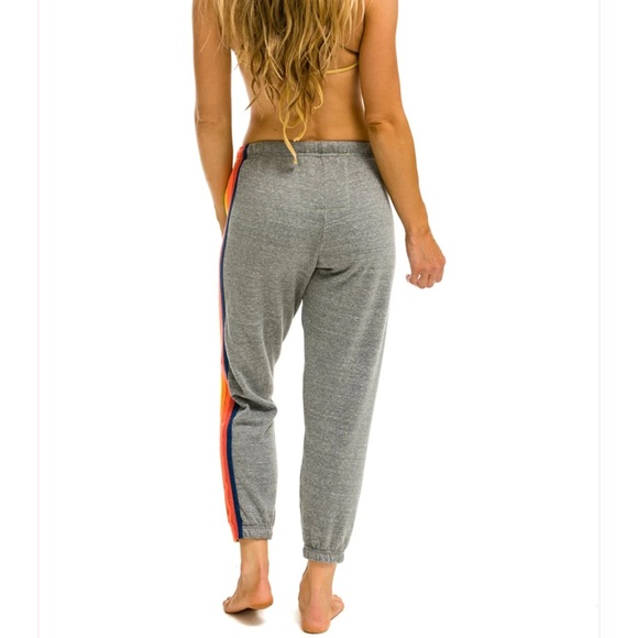 AVIATOR NATION CLASSIC VELVET STRIPES SWEATPANTS - HEATHER GRAY size s - Picture 6 of 9